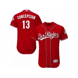 Men's Majestic Cincinnati Reds #13 Dave Concepcion Red Los Rojos Flexbase Authentic Collection MLB Jersey