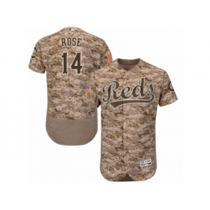 Men's Majestic Cincinnati Reds #14 Pete Rose Camo Flexbase Authentic Collection MLB Jersey