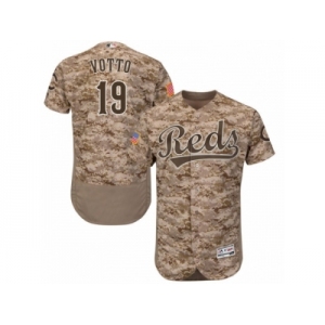 Men's Majestic Cincinnati Reds #19 Joey Votto Camo Flexbase Authentic Collection MLB Jersey