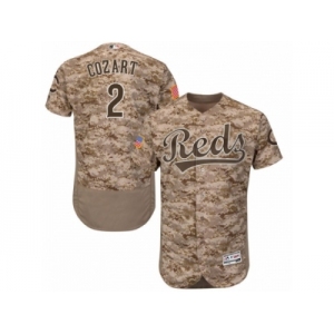 Men's Majestic Cincinnati Reds #2 Zack Cozart Camo Flexbase Authentic Collection MLB Jersey