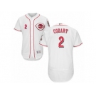 Men's Majestic Cincinnati Reds #2 Zack Cozart White Flexbase Authentic Collection MLB Jersey