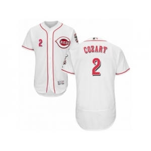 Men's Majestic Cincinnati Reds #2 Zack Cozart White Flexbase Authentic Collection MLB Jersey