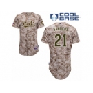 Men's Majestic Cincinnati Reds #21 Reggie Sanders Authentic Camo Alternate Cool Base MLB Jersey