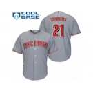 Men's Majestic Cincinnati Reds #21 Reggie Sanders Authentic Grey Road Cool Base MLB Jersey