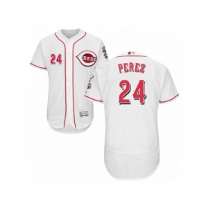 Men's Majestic Cincinnati Reds #24 Tony Perez White Flexbase Authentic Collection MLB Jersey