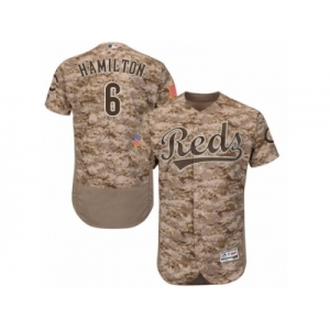 Men's Majestic Cincinnati Reds #6 Billy Hamilton Camo Flexbase Authentic Collection MLB Jersey