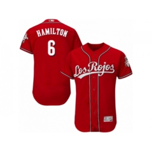 Men's Majestic Cincinnati Reds #6 Billy Hamilton Red Los Rojos Flexbase Authentic Collection MLB Jersey