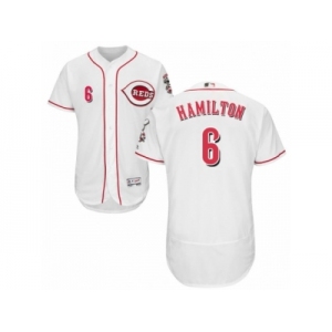 Men's Majestic Cincinnati Reds #6 Billy Hamilton White Flexbase Authentic Collection MLB Jersey