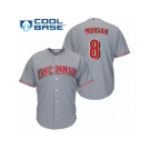 Men's Majestic Cincinnati Reds #8 Joe Morgan Replica Grey Road Cool Base MLB Jersey