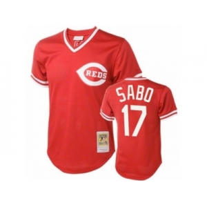 Men's Mitchell and Ness Cincinnati Reds #17 Chris Sabo Authentic Red Throwback MLB Jersey