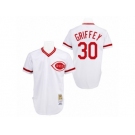 Men's Mitchell and Ness Cincinnati Reds #30 Ken Griffey Replica White Throwback MLB Jersey