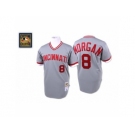 Men's Mitchell and Ness Cincinnati Reds #8 Joe Morgan Replica Grey Throwback MLB Jersey