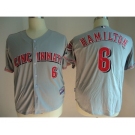 mlb jerseys cincinnati reds #6 hamilton grey