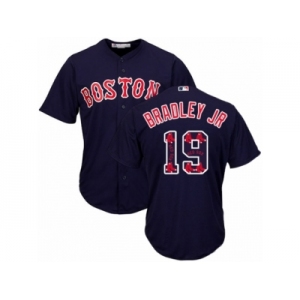 Boston Red Sox #19 Jackie Bradley Jr Authentic Navy Blue Team Logo Fashion Cool Base MLB Jersey