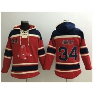 Boston Red Sox #34 David Ortiz Red Sawyer Hooded Sweatshirt MLB Hoodie