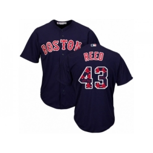 Boston Red Sox #43 Addison Reed Authentic Navy Blue Team Logo Fashion Cool Base MLB Jersey