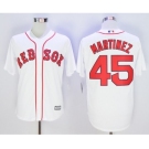 Boston Red Sox #45 Pedro Martinez White Alternate Home New Cool Base Stitched Baseball Jersey