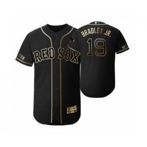 Men 2019 Golden Edition Boston Red Sox Black #19 Jackie Bradley Jr. Flex Base Jersey