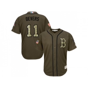 Men Boston Red Sox #11 Rafael Devers Green Salute to Service Stitched MLB Jersey