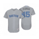 Men Boston Red Sox #15 Dustin Pedroia Gray 2017 Fathers Day Flex Base Jersey