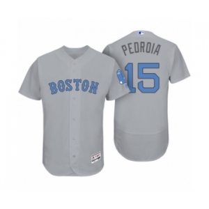 Men Boston Red Sox #15 Dustin Pedroia Gray 2017 Fathers Day Flex Base Jersey