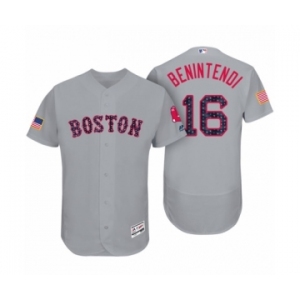 Men Boston Red Sox #16 Andrew Benintendi Gray 2017 Independence Day Flex Base Jersey