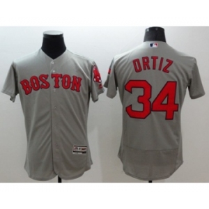 Men Boston Red Sox #34 David Ortiz Majestic grey Flexbase Authentic Collection Player Jersey