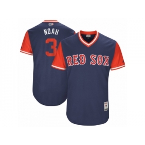 Men's 2017 Little League World Series Red Sox Sandy Leon #3 Noah Navy Jersey
