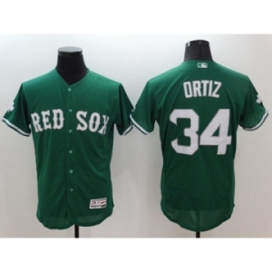 Men's Boston Red Sox #34 David Ortiz Majestic Green Celtic Flexbase Authentic Collection Player Jersey