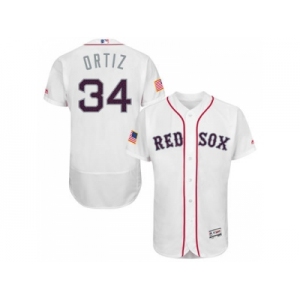 Men's Boston Red Sox #34 David Ortiz White Stitched 2016 Fashion Stars & Stripes Flex Base Baseball Jersey