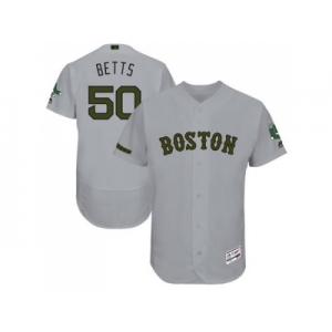 Men's Boston Red Sox #50 Mookie Betts Grey Flexbase Authentic Collection Memorial Day Stitched MLB Jersey