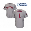 Men's Majestic Boston Red Sox #1 Bobby Doerr Replica Grey Road Cool Base 2018 World Series Champions MLB Jersey