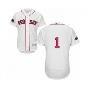 Men's Majestic Boston Red Sox #1 Bobby Doerr White Home Flex Base Authentic Collection 2018 World Series Champions MLB Jersey