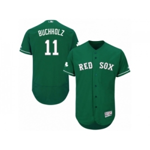 Men's Majestic Boston Red Sox #11 Clay Buchholz Green Celtic Flexbase Authentic Collection MLB Jersey