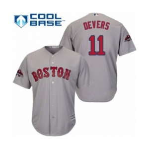 Men's Majestic Boston Red Sox #11 Rafael Devers Replica Grey Road Cool Base 2018 World Series Champions MLB Jersey