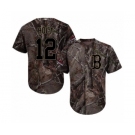 Men's Majestic Boston Red Sox #12 Brock Holt Authentic Camo Realtree Collection Flex Base 2018 World Series Champions MLB Jersey