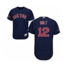 Men's Majestic Boston Red Sox #12 Brock Holt Navy Blue Alternate Flex Base Authentic Collection 2018 World Series Champions MLB Jersey