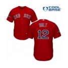 Men's Majestic Boston Red Sox #12 Brock Holt Replica Red Alternate Home Cool Base 2018 World Series Champions MLB Jersey