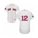 Men's Majestic Boston Red Sox #12 Brock Holt White Home Flex Base Authentic Collection 2018 World Series Champions MLB Jersey