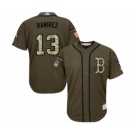 Men's Majestic Boston Red Sox #13 Hanley Ramirez Authentic Green Salute to Service 2018 World Series Champions MLB Jersey