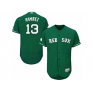 Men's Majestic Boston Red Sox #13 Hanley Ramirez Green Celtic Flexbase Authentic Collection MLB Jersey