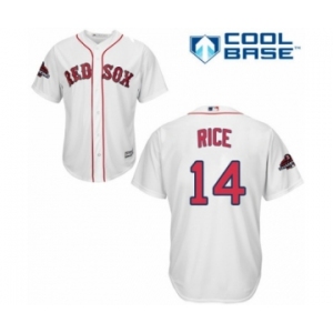 Men's Majestic Boston Red Sox #14 Jim Rice Replica White Home Cool Base 2018 World Series Champions MLB Jersey