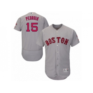 Men's Majestic Boston Red Sox #15 Dustin Pedroia Grey Flexbase Authentic Collection MLB Jersey