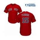 Men's Majestic Boston Red Sox #15 Dustin Pedroia Replica Red Alternate Home Cool Base 2018 World Series Champions MLB Jersey