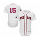 Men's Majestic Boston Red Sox #15 Dustin Pedroia White Home Flex Base Authentic Collection 2018 World Series Champions MLB Jersey