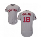 Men's Majestic Boston Red Sox #18 Mitch Moreland Grey Road Flex Base Authentic Collection 2018 World Series Champions MLB Jersey