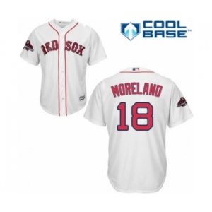 Men's Majestic Boston Red Sox #18 Mitch Moreland Replica White Home Cool Base 2018 World Series Champions MLB Jersey