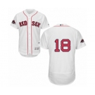 Men's Majestic Boston Red Sox #18 Mitch Moreland White Home Flex Base Authentic Collection 2018 World Series Champions MLB Jersey