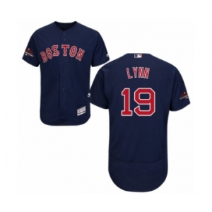 Men's Majestic Boston Red Sox #19 Fred Lynn Navy Blue Alternate Flex Base Authentic Collection 2018 World Series Champions MLB Jersey