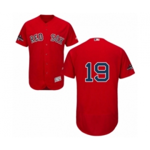 Men's Majestic Boston Red Sox #19 Fred Lynn Red Alternate Flex Base Authentic Collection 2018 World Series Champions MLB Jersey